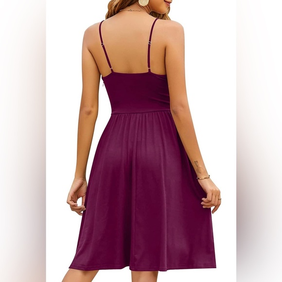 NWT A-Line Sleeveless Cotton Dress Spaghetti Strap Sundresses Pockets XL Purple - Picture 4 of 8